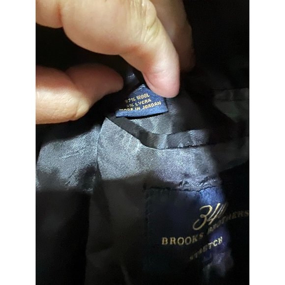 Brooks Brothers 346 Stretch Suit 43L Pleated‎ Cuffed Pants 36x30.5 Blue Striped - Picture 6 of 13